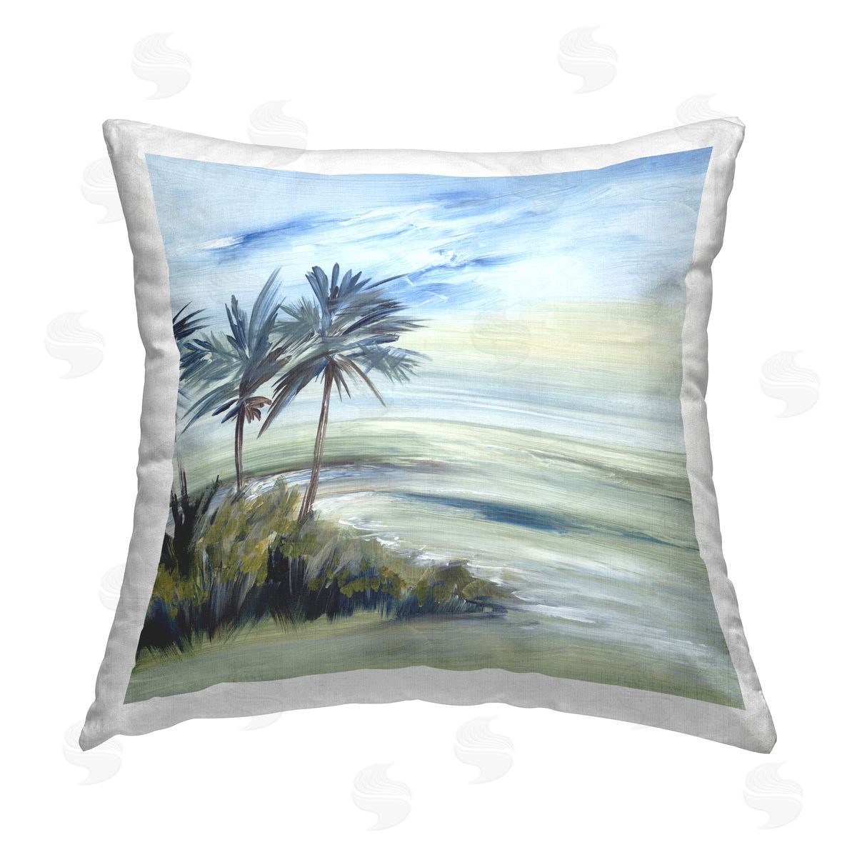 Lera Windy Palm Trees Printed Plush Polyester Throw Pillow