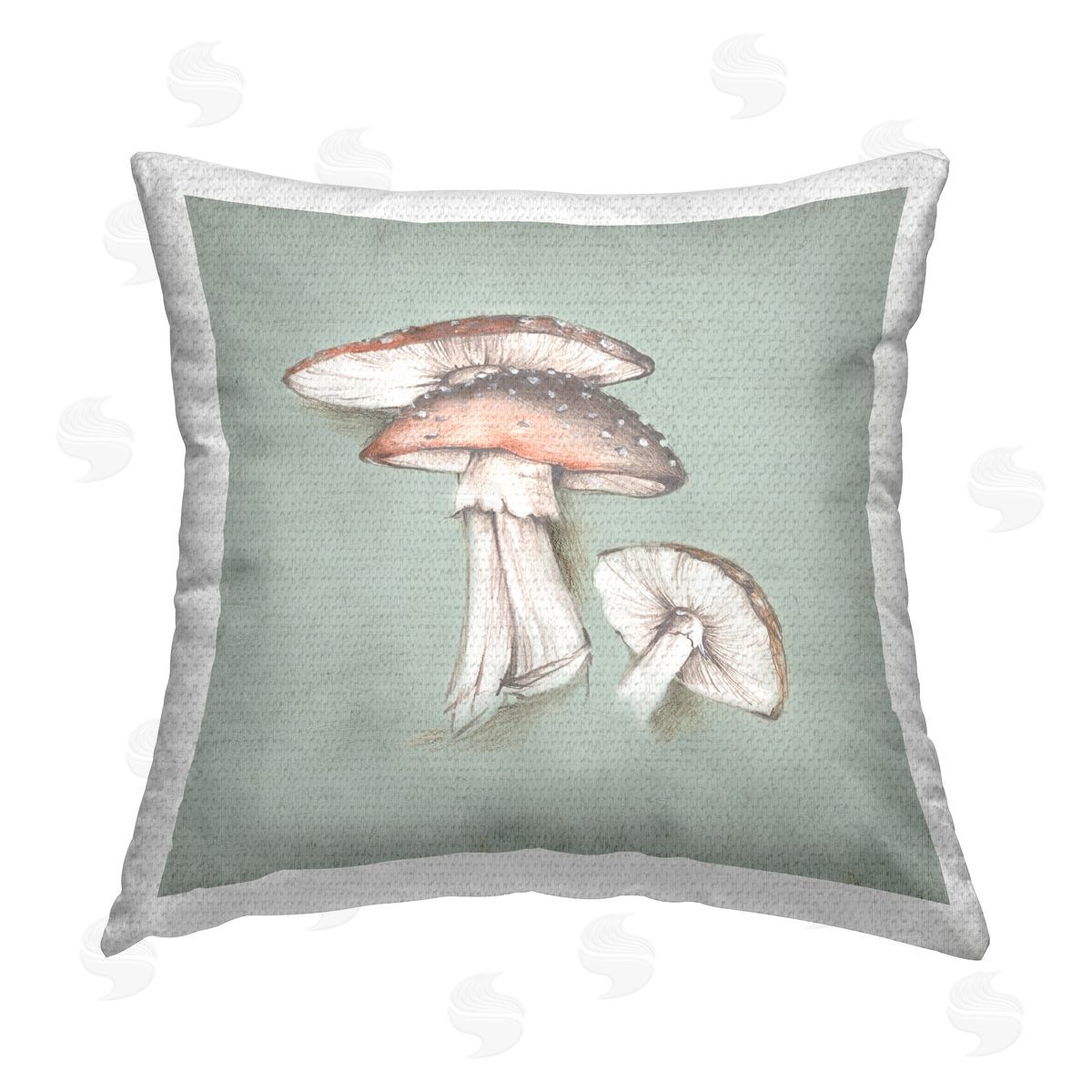 Eli Jones Mushroom Bunch Drawing Outdoor Quick-Dry Polyester Printed Throw Pillow