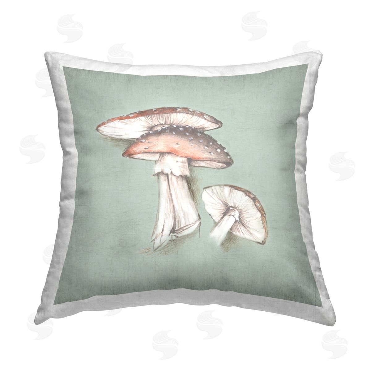 Eli Jones Mushroom Bunch Drawing Printed Plush Polyester Throw Pillow