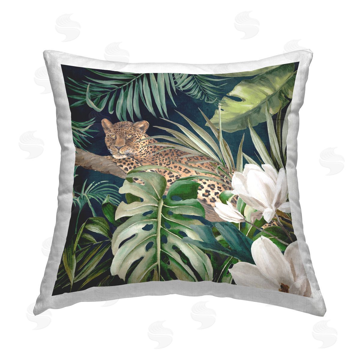 Eli Jones Tropical Jungle Leopard Printed Plush Polyester Throw Pillow