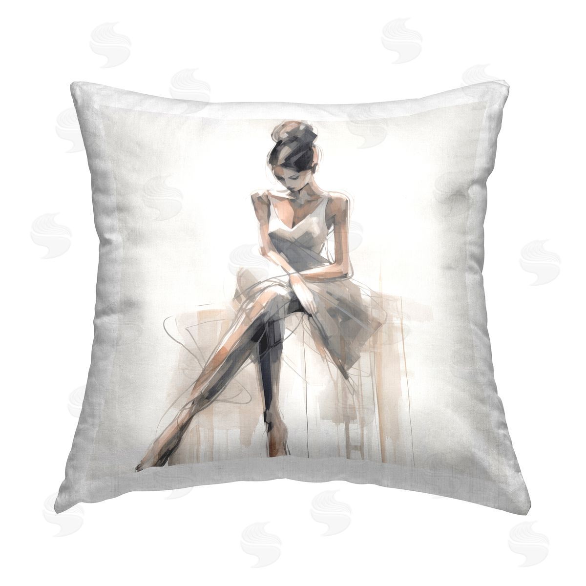 Irena Orlov Female Sitting Portrait Printed Plush Polyester Throw Pillow