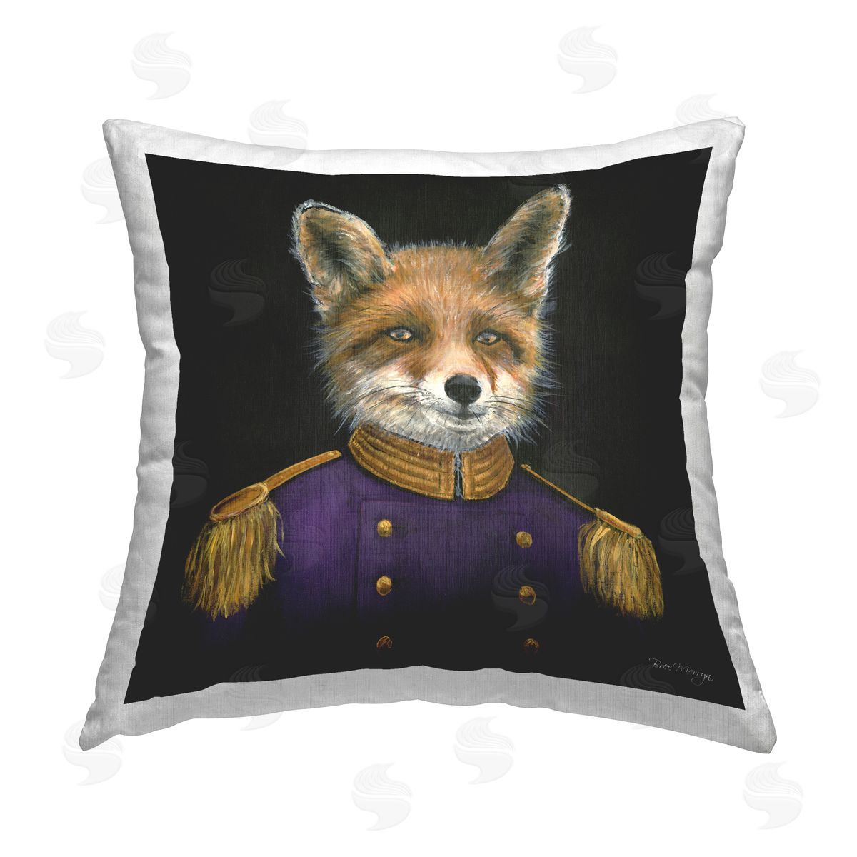 Bree Merryn Military Coat Fox Printed Plush Polyester Throw Pillow