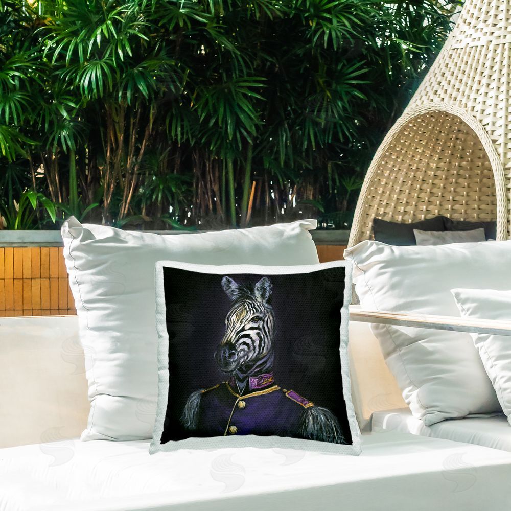 Bree Merryn Historical Coat Zebra Outdoor Quick-Dry Polyester Printed Throw Pillow in Back Yard