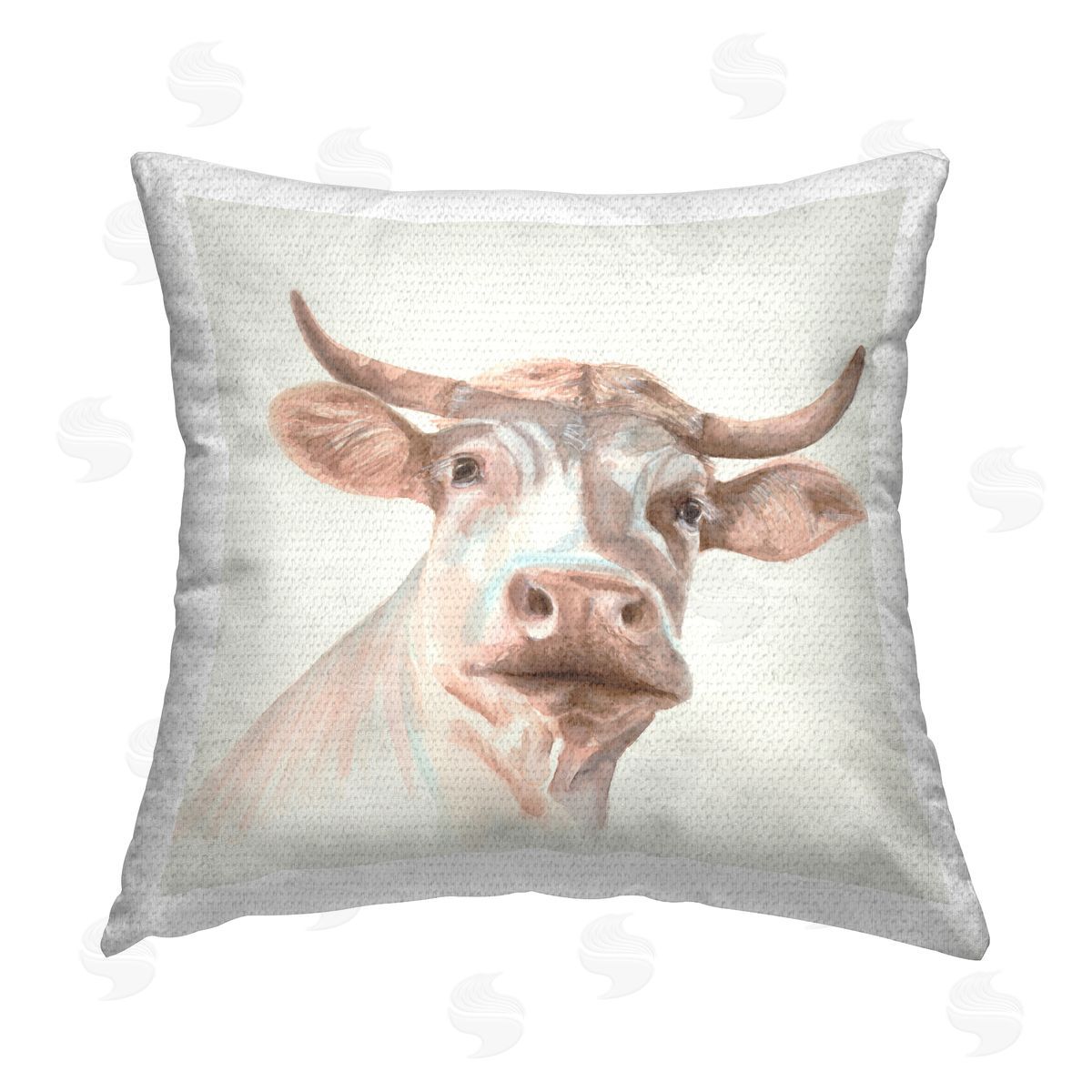 Errico & Slyp Cream Beige Cow Outdoor Quick-Dry Polyester Printed Throw Pillow