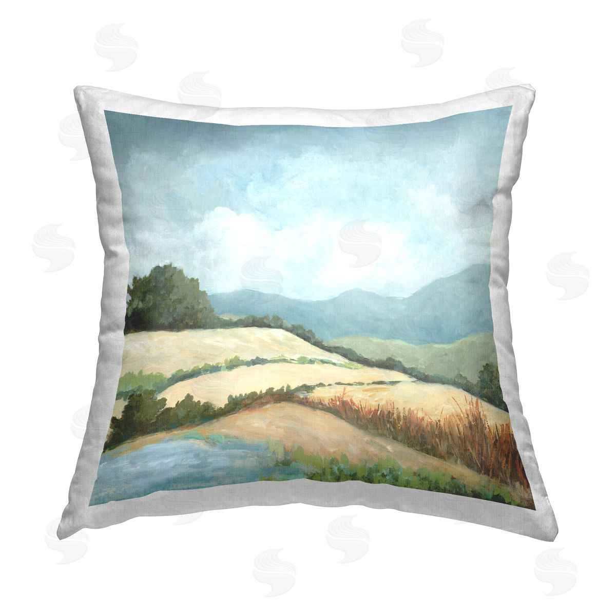 Jacob Q Scenic Rural Hills Printed Plush Polyester Throw Pillow