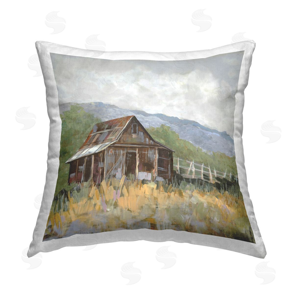 Jacob Q Rustic Rural Lodge Printed Plush Polyester Throw Pillow