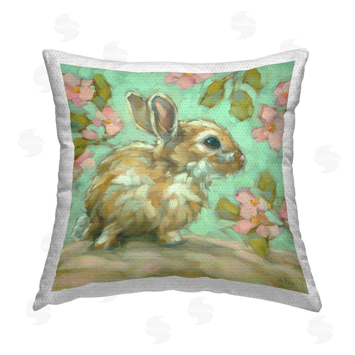 Andrea Lavery Baby Bunny & Florals Outdoor Quick-Dry Polyester Printed Throw Pillow