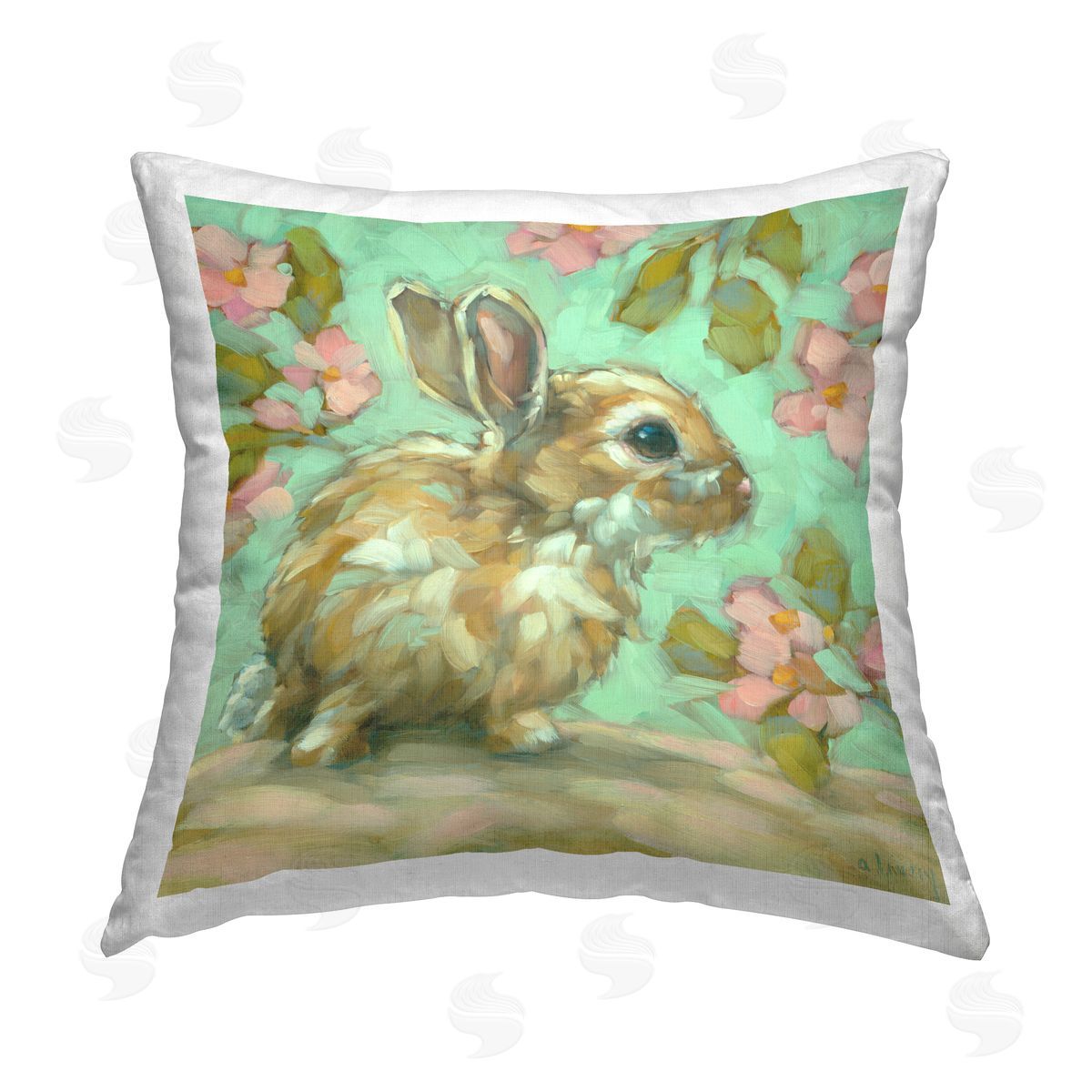 Andrea Lavery Baby Bunny & Florals Printed Plush Polyester Throw Pillow