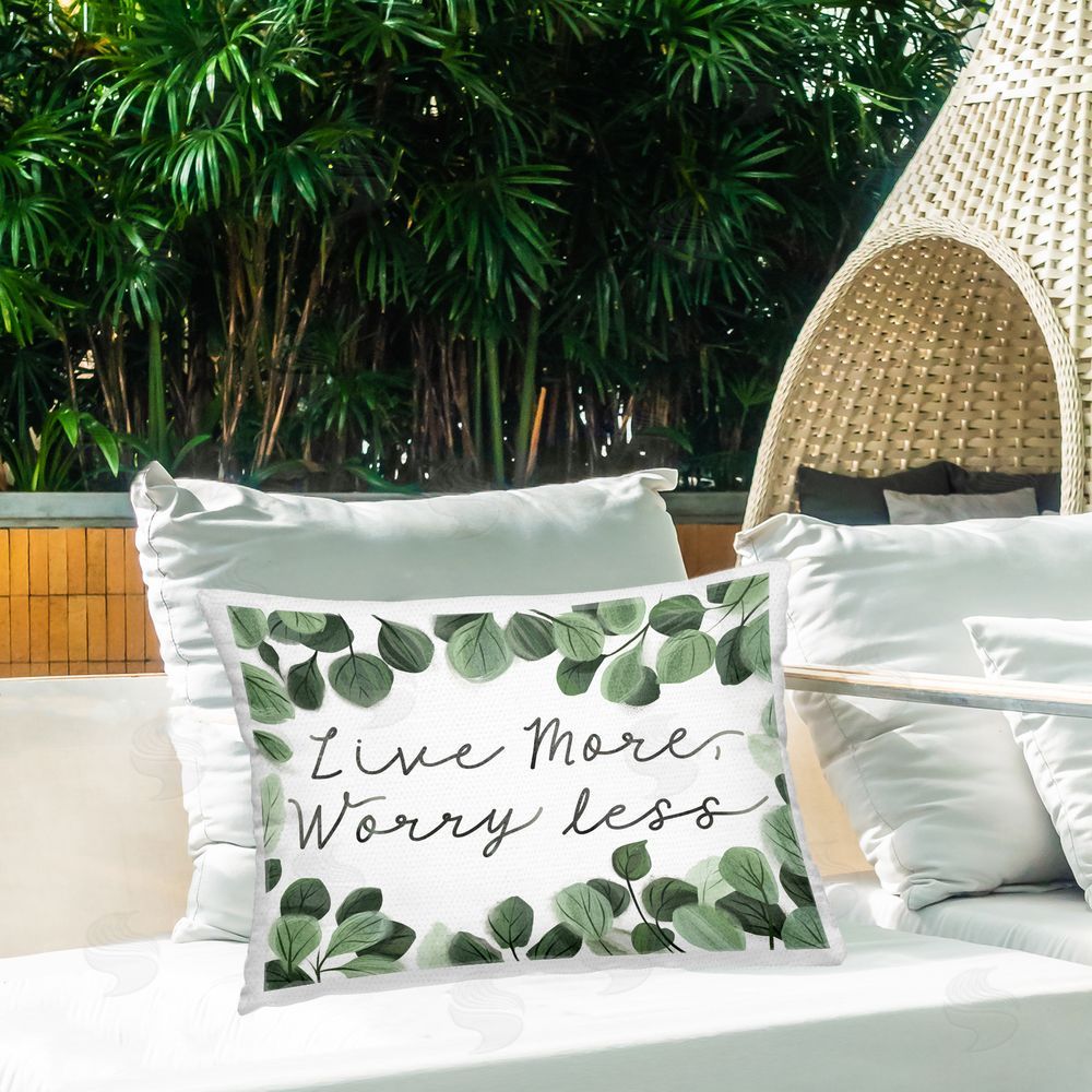 Arrolynn Weiderhold Love More Worry Less Outdoor Quick-Dry Polyester Printed Throw Pillow in Back Yard