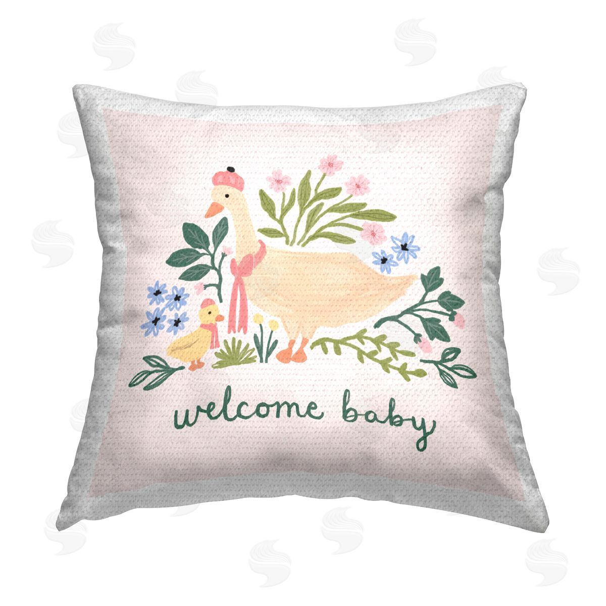 Nina Muis Surface Design Welcome Baby Floral Duck Outdoor Quick-Dry Polyester Printed Throw Pillow