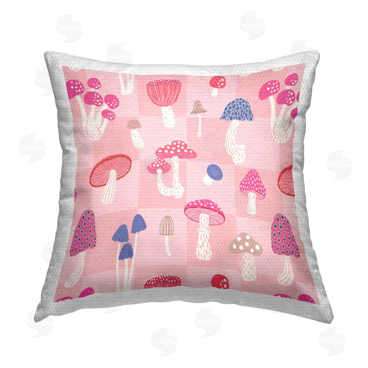 Nancy McKenzie Pastel Pink Mushrooms Outdoor Quick-Dry Polyester Printed Throw Pillow