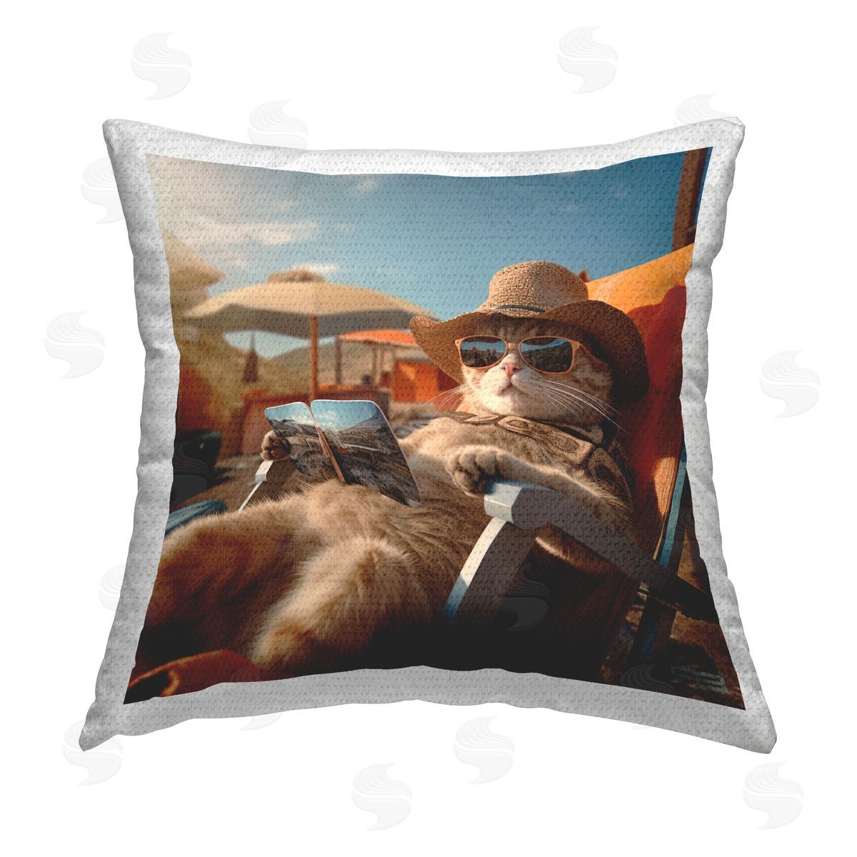 RB Relaxing Cat Lounge Chair Outdoor Quick-Dry Polyester Printed Throw Pillow