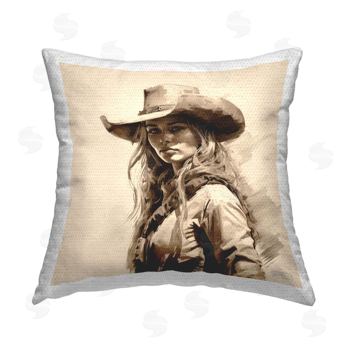 RB Western Cowgirl Gaze Outdoor Quick-Dry Polyester Printed Throw Pillow