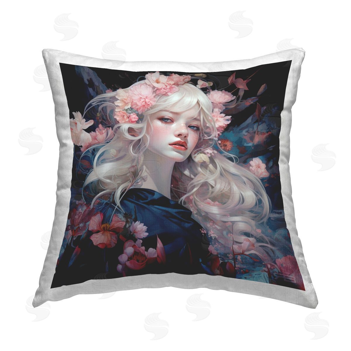 RB Delicate Florals Portrait Printed Plush Polyester Throw Pillow