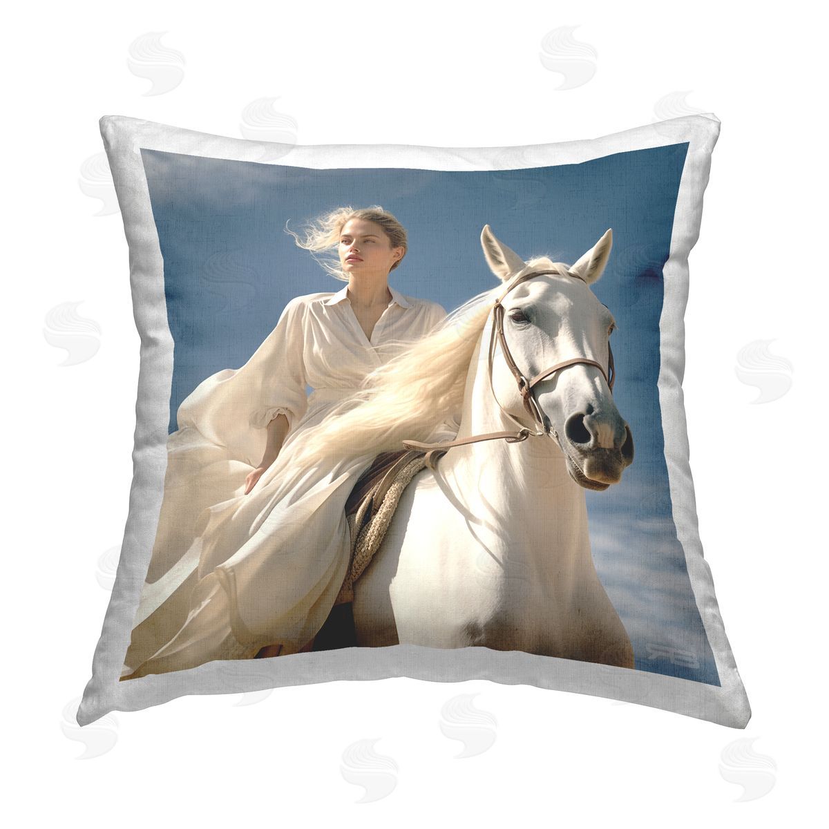 RB Windswept Equestrian Girl Printed Plush Polyester Throw Pillow