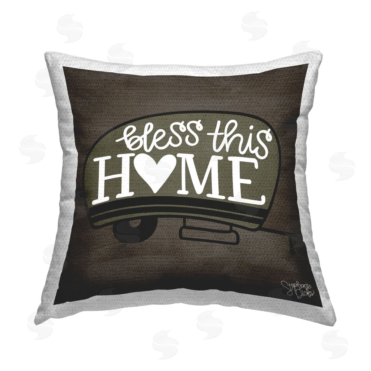Stephanie Dicks Bless This Home Camper Outdoor Quick-Dry Polyester Printed Throw Pillow