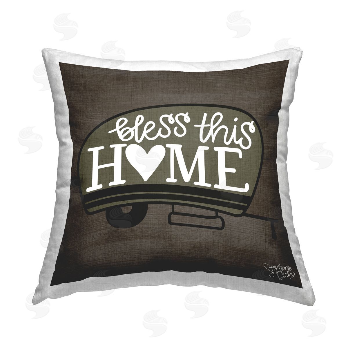 Stephanie Dicks Bless This Home Camper Printed Plush Polyester Throw Pillow