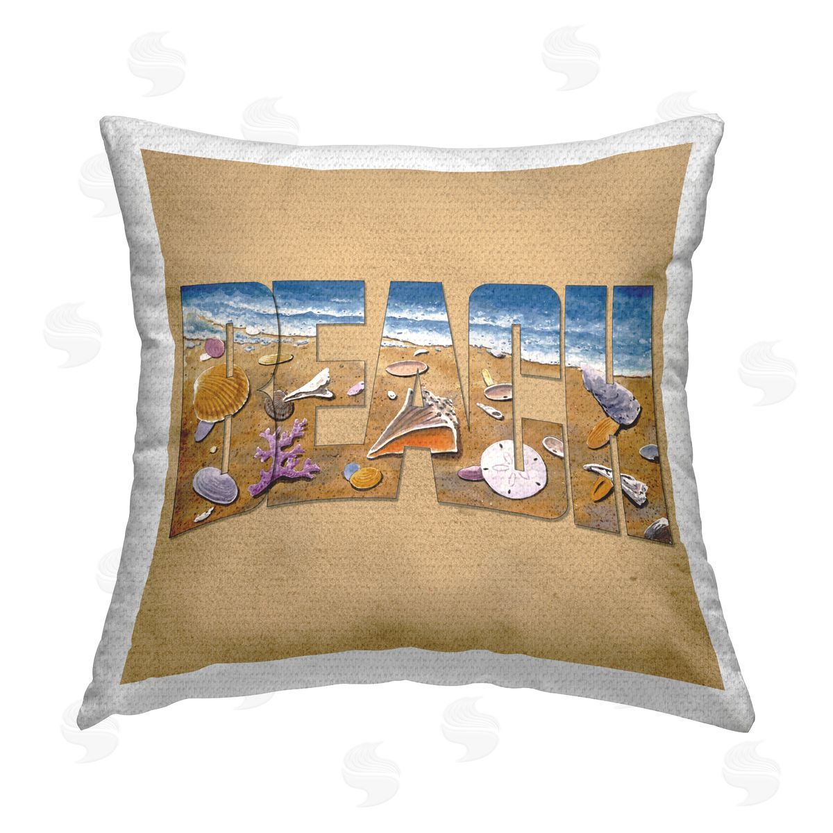 Art Brands Holdings LLC. Beach Letters Outline Outdoor Quick-Dry Polyester Printed Throw Pillow