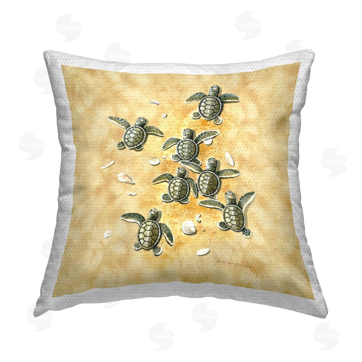 Art Brands Holdings LLC. Baby Sea Turtles Shore Outdoor Quick-Dry Polyester Printed Throw Pillow