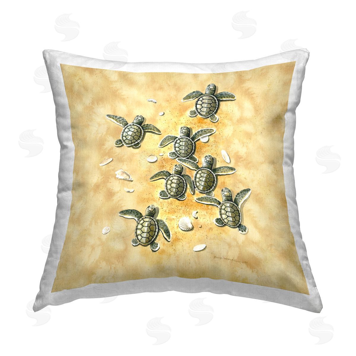 Art Brands Holdings LLC. Baby Sea Turtles Shore Printed Plush Polyester Throw Pillow
