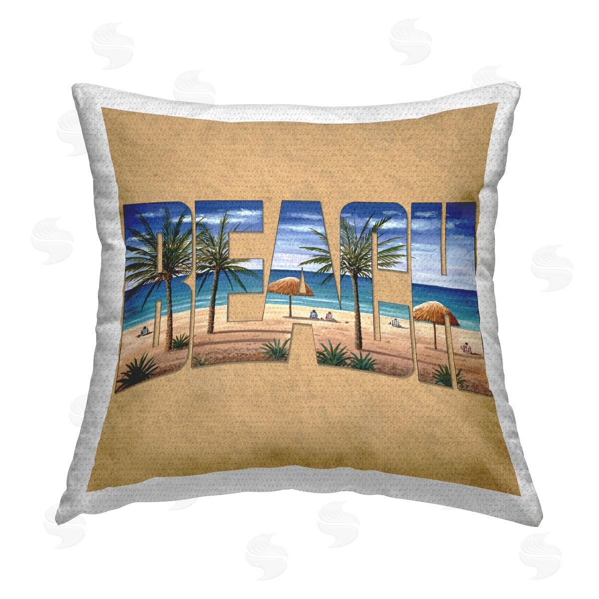 Art Brands Holdings LLC. Tropical Beach Typography Outdoor Quick-Dry Polyester Printed Throw Pillow