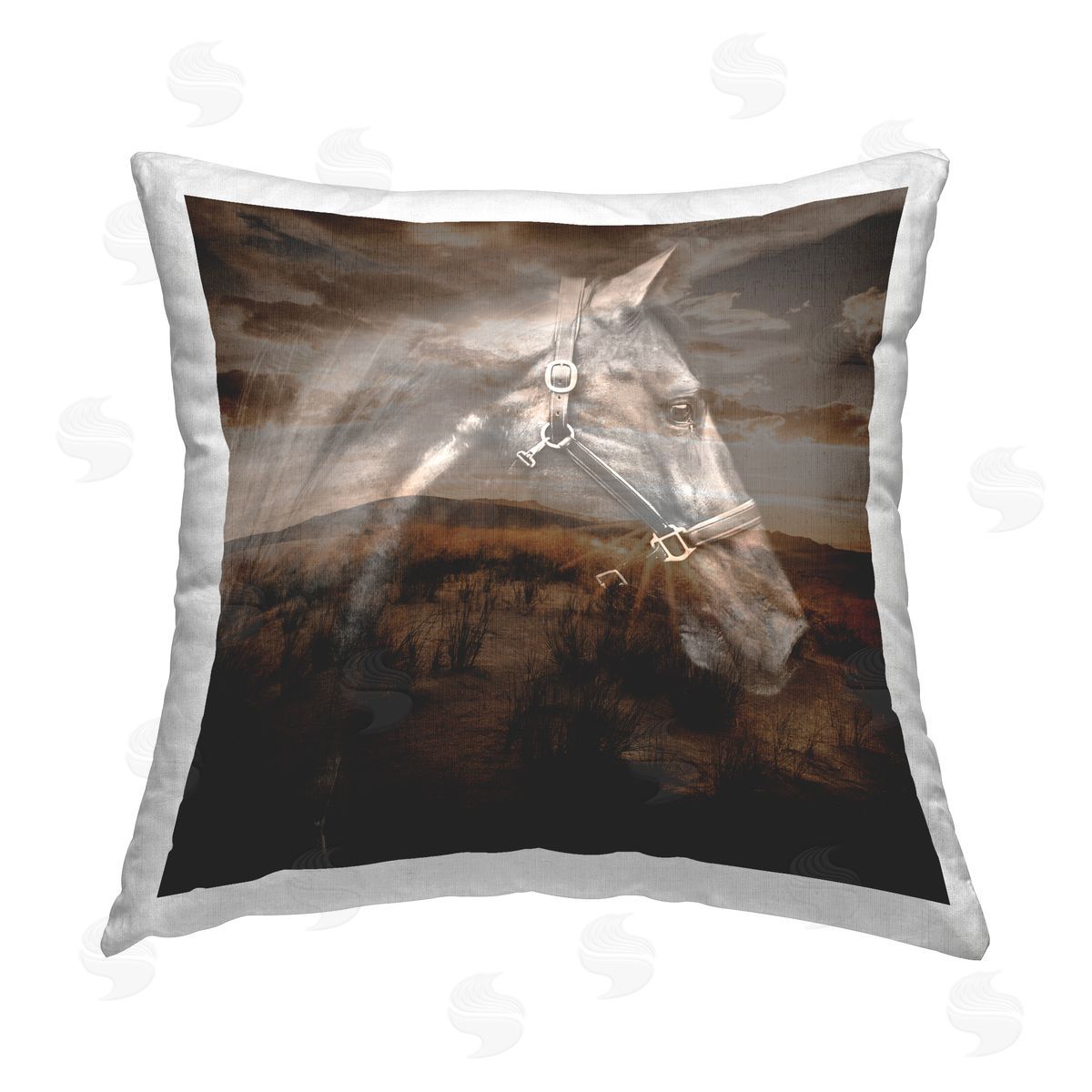 CAD Designs Horse over Nature Visage Printed Plush Polyester Throw Pillow