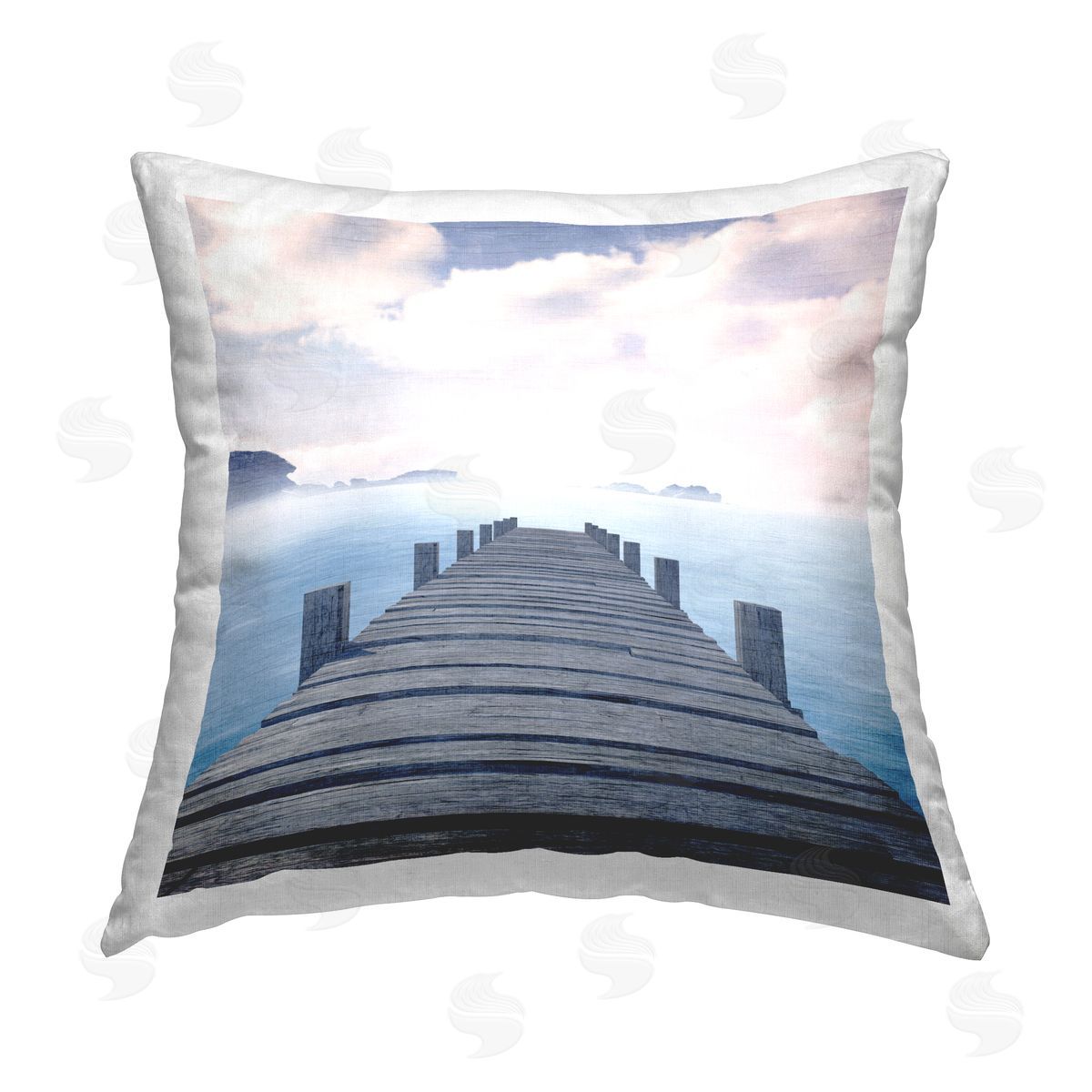 Kim Allen Clouds over Sea Dock Printed Plush Polyester Throw Pillow