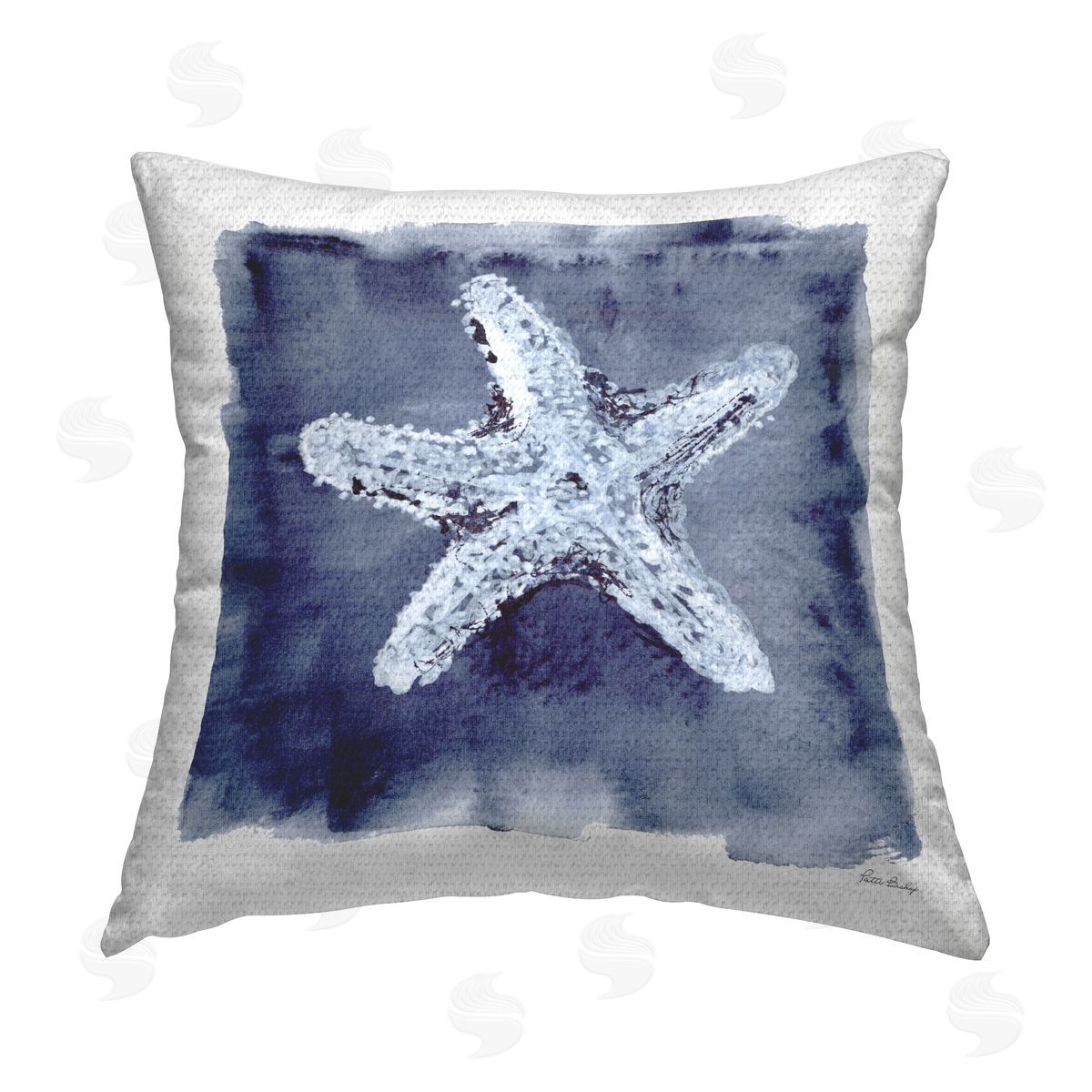 Patti Bishop Starfish Blue Impression Outdoor Quick-Dry Polyester Printed Throw Pillow