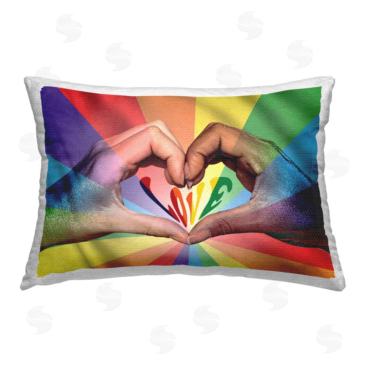 Reinders Rainbow Love Hands Symbol Outdoor Quick-Dry Polyester Printed Throw Pillow