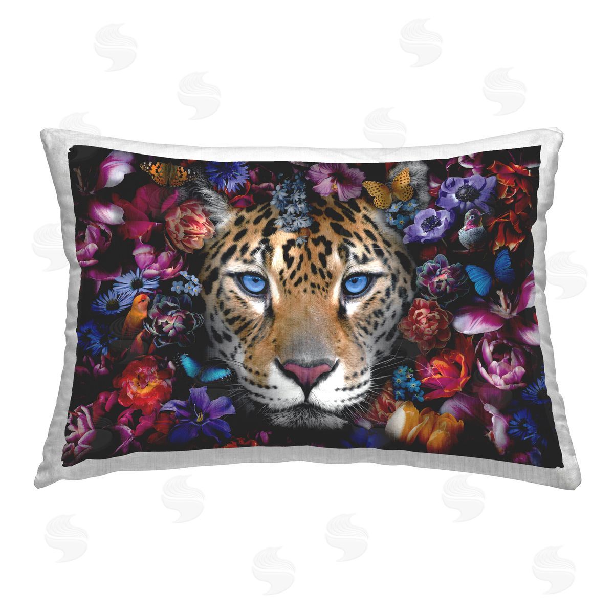 Reinders Piercing Leopard Gaze Printed Plush Polyester Throw Pillow