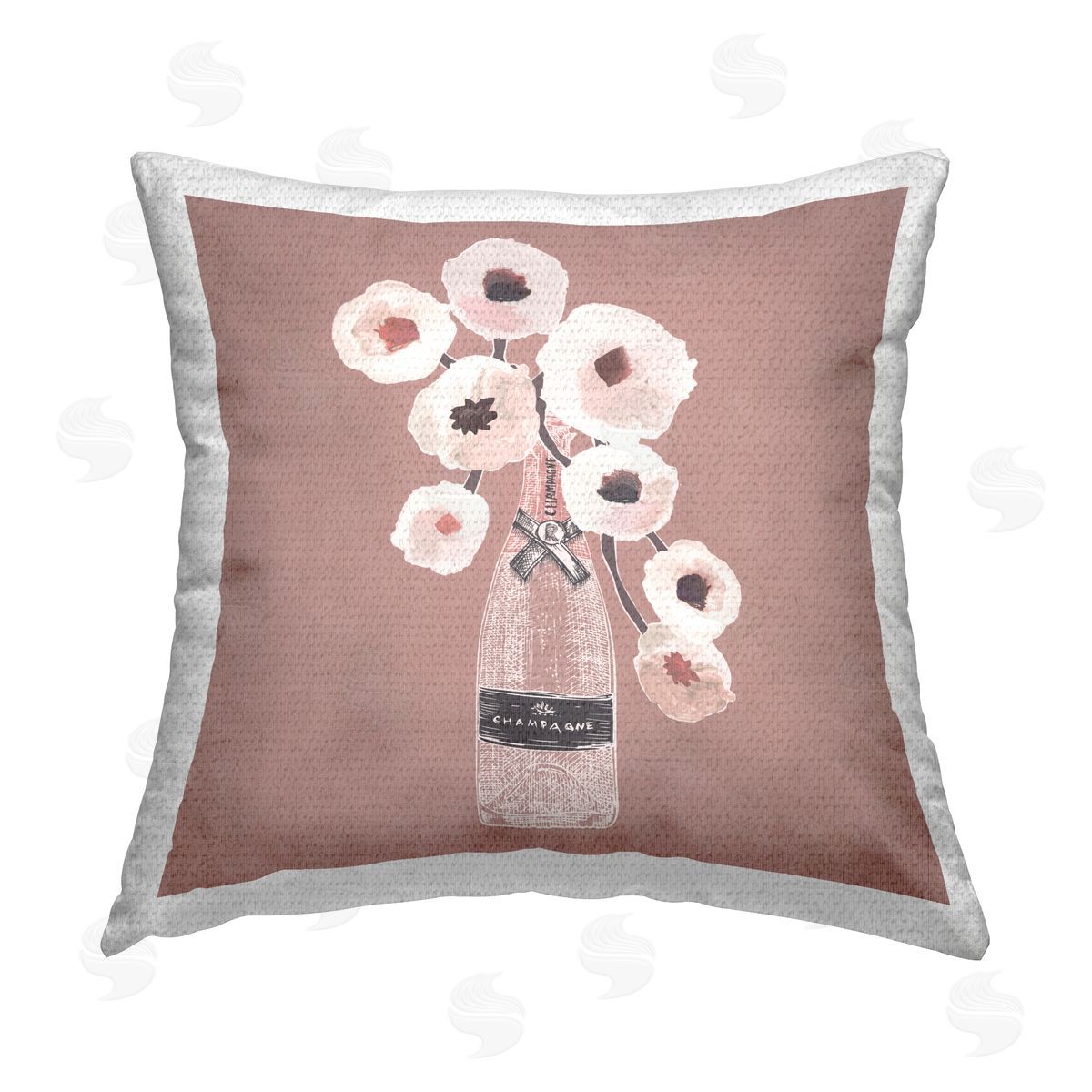 Reinders White Poppies Champagne Outdoor Quick-Dry Polyester Printed Throw Pillow