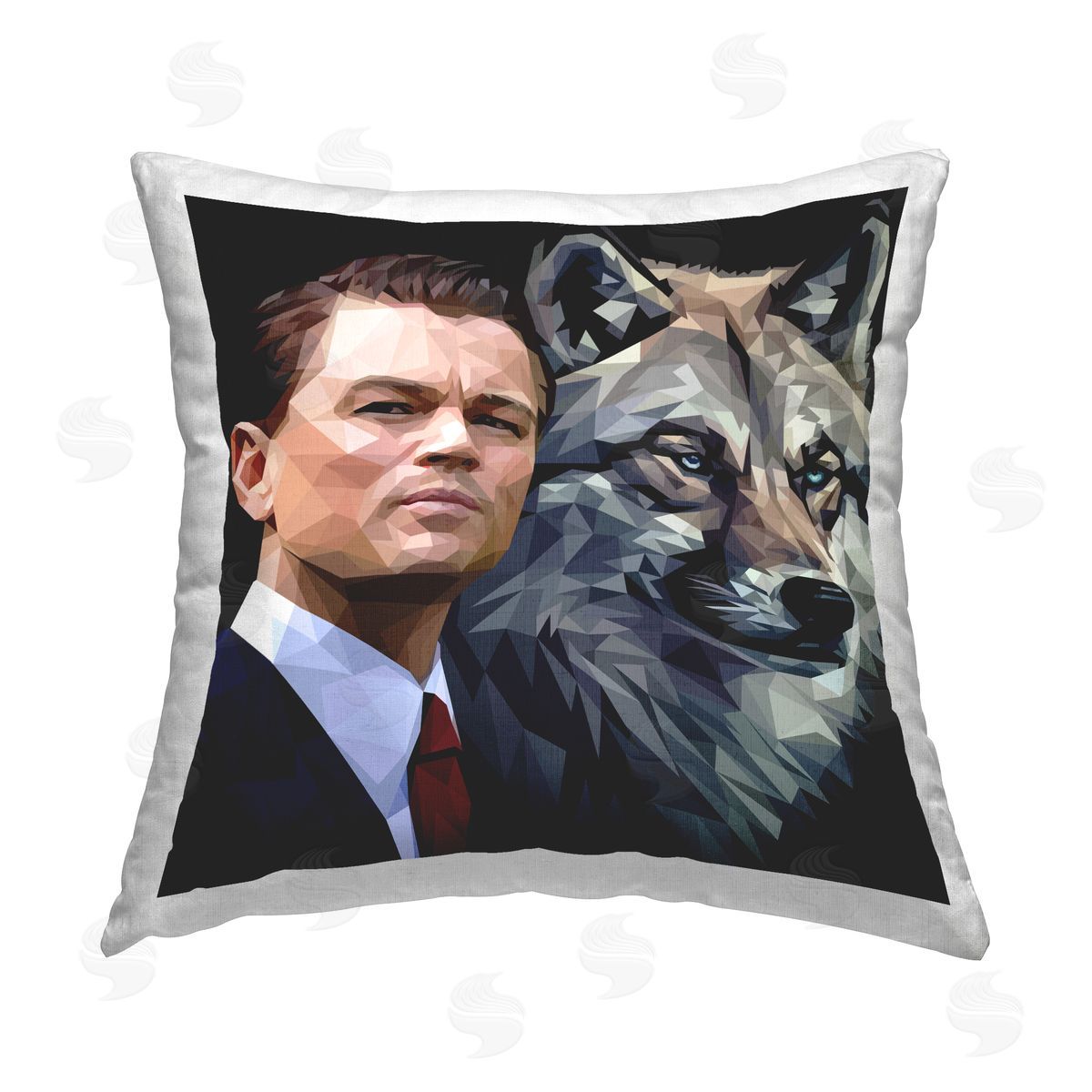 Birch & Ink Leonardo with Wolf Printed Plush Polyester Throw Pillow