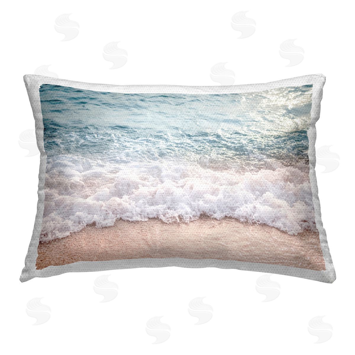 Nataly White Aerial Ocean Foam Outdoor Quick-Dry Polyester Printed Throw Pillow