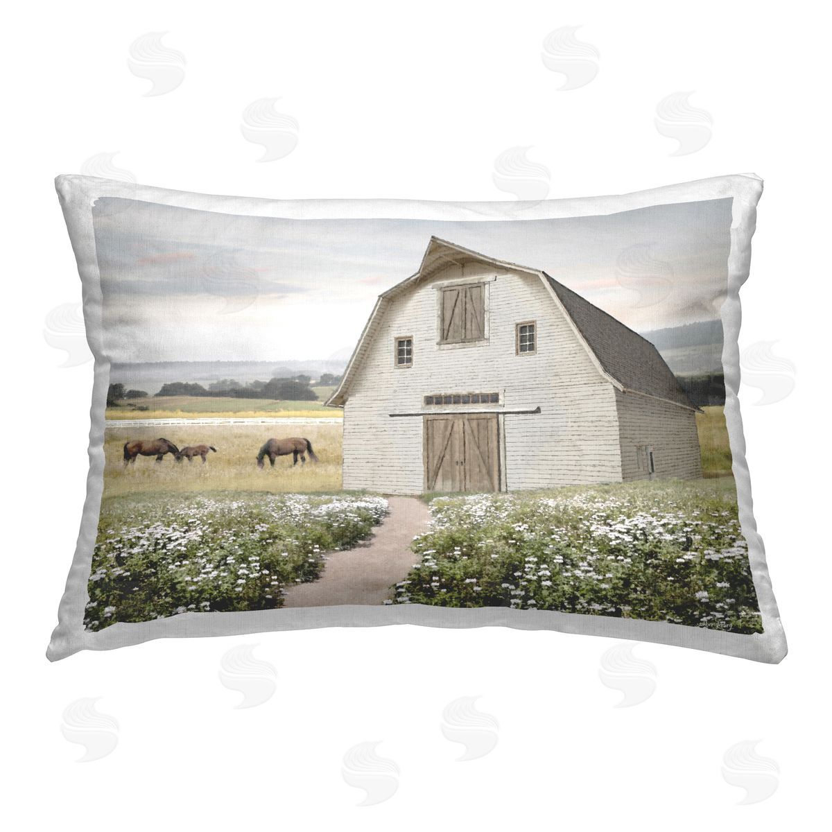 Amber Sterling Charming Path to Barn Printed Plush Polyester Throw Pillow