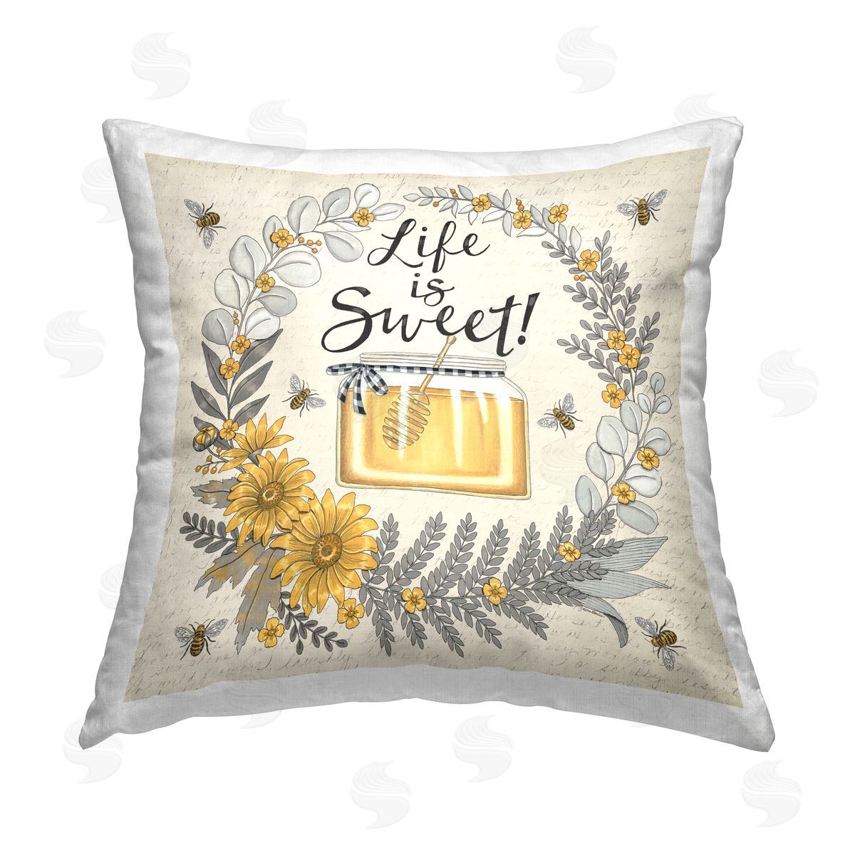 Deb Strain Life Is Sweet Wreath Printed Plush Polyester Throw Pillow