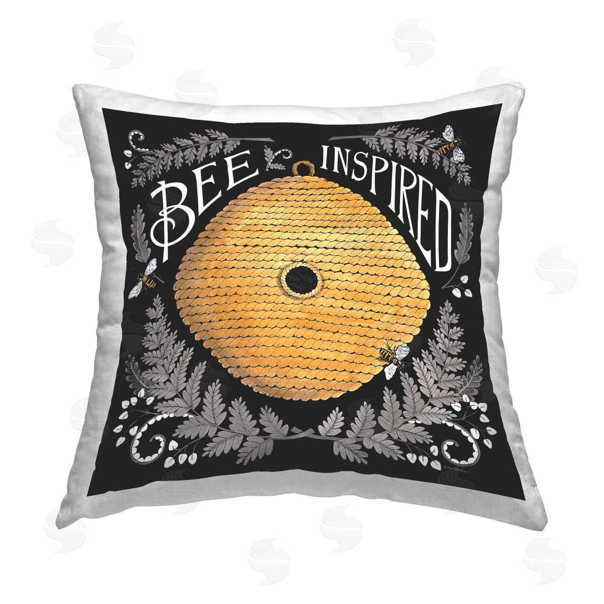 Deb Strain Bee Inspired with Hive Printed Plush Polyester Throw Pillow