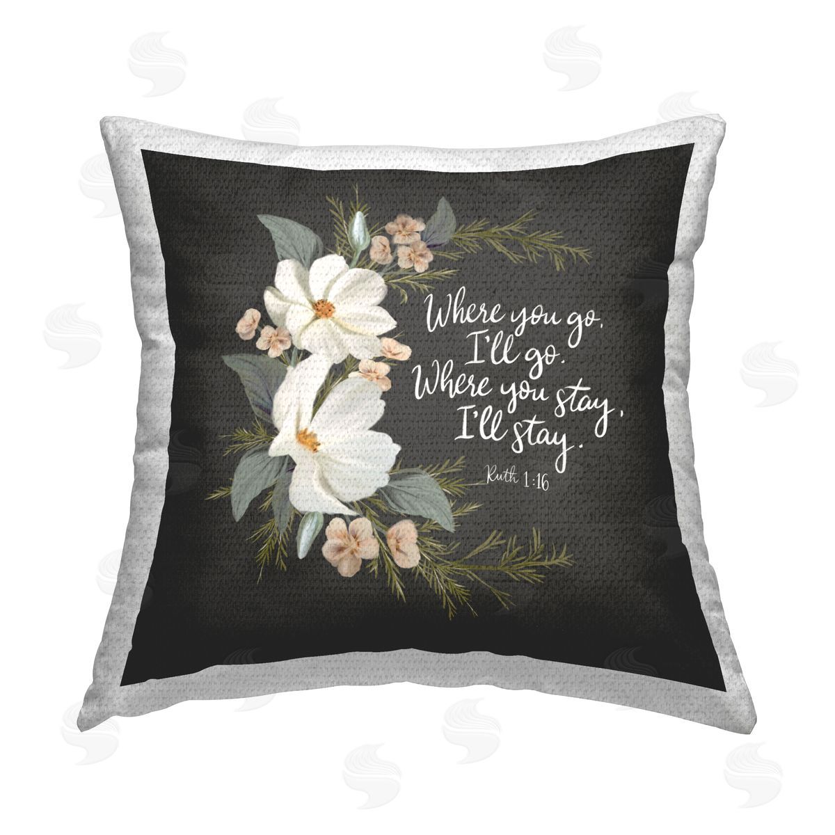 House Fenway Spiritual Scripture with Florals Outdoor Quick-Dry Polyester Printed Throw Pillow