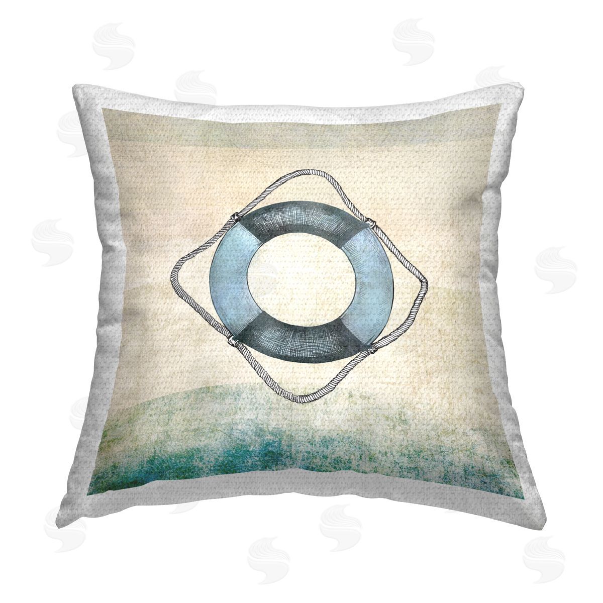 JG Studios Rustic Maritime Life Ring Outdoor Quick-Dry Polyester Printed Throw Pillow
