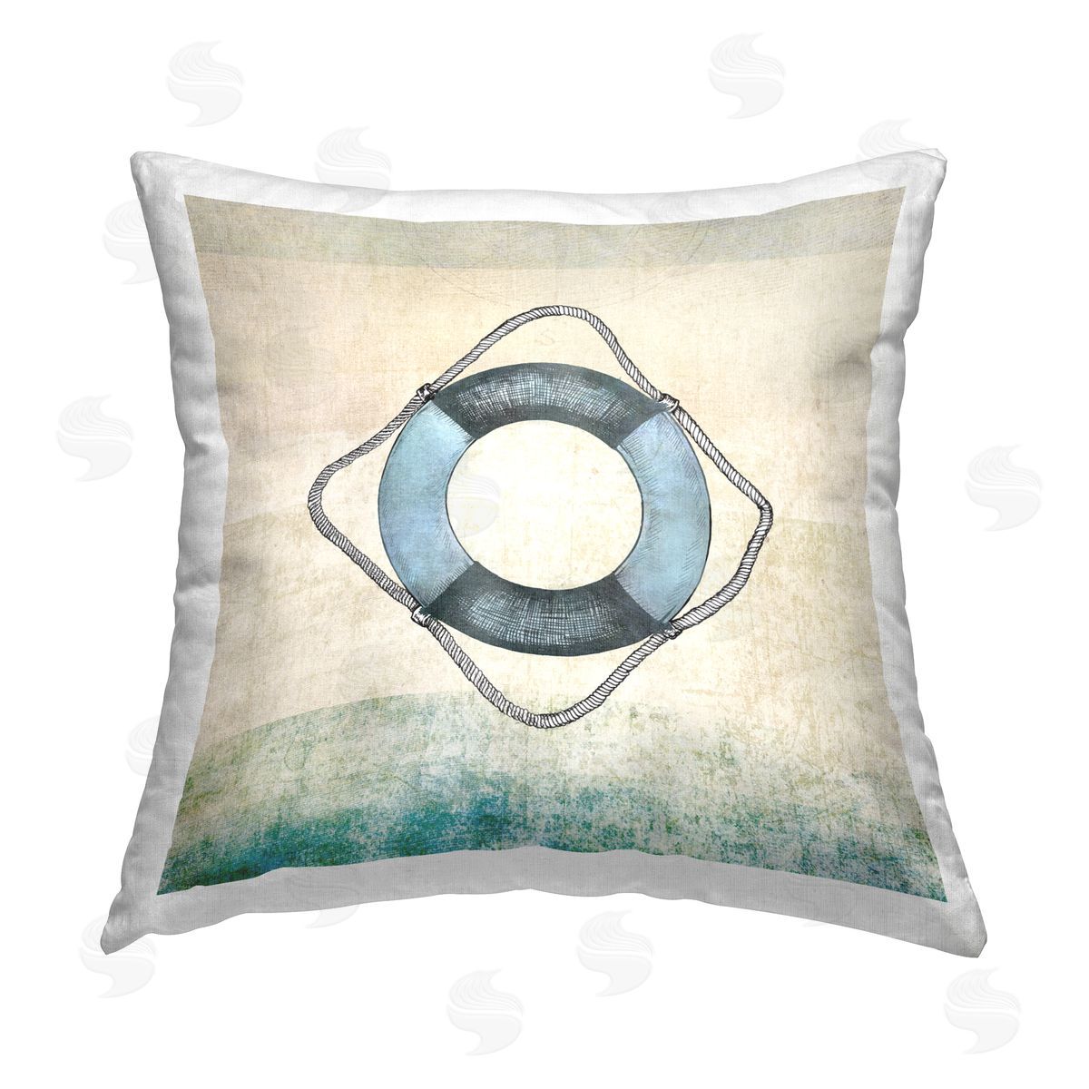 JG Studios Rustic Maritime Life Ring Printed Plush Polyester Throw Pillow