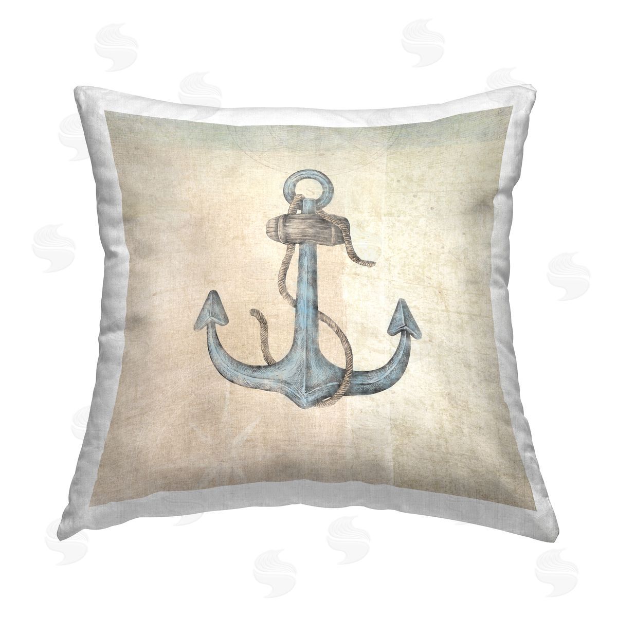 JG Studios Rustic Maritime Anchor Printed Plush Polyester Throw Pillow