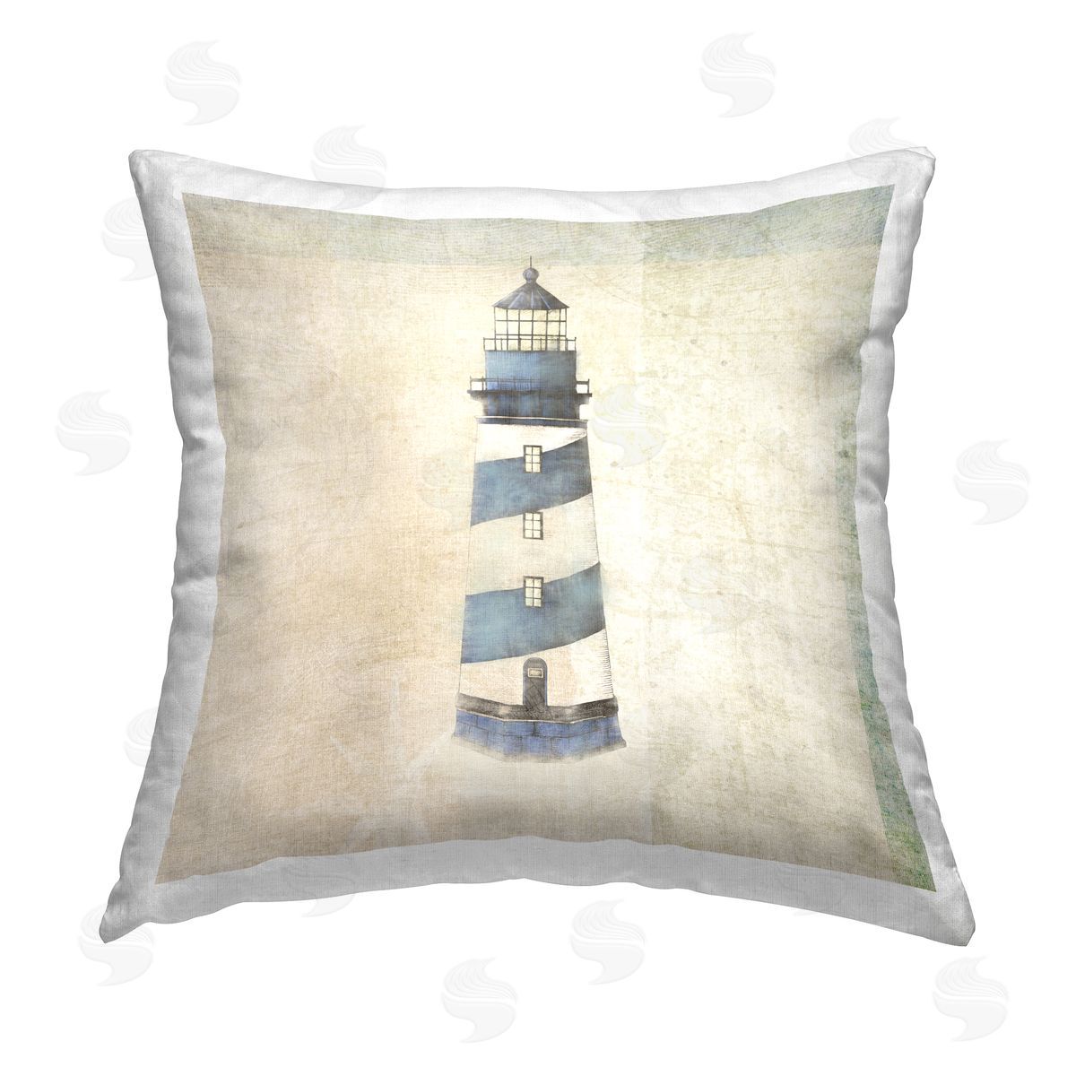 John Rossini Rustic Maritime Lighthouse Printed Plush Polyester Throw Pillow