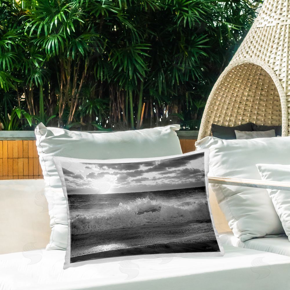 Lori Deiter Crashing Sea Waves Outdoor Quick-Dry Polyester Printed Throw Pillow in Back Yard