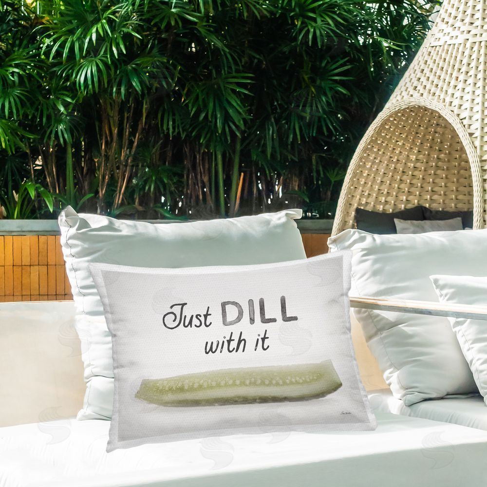 Lori Deiter Just Dill With It Outdoor Quick-Dry Polyester Printed Throw Pillow in Back Yard