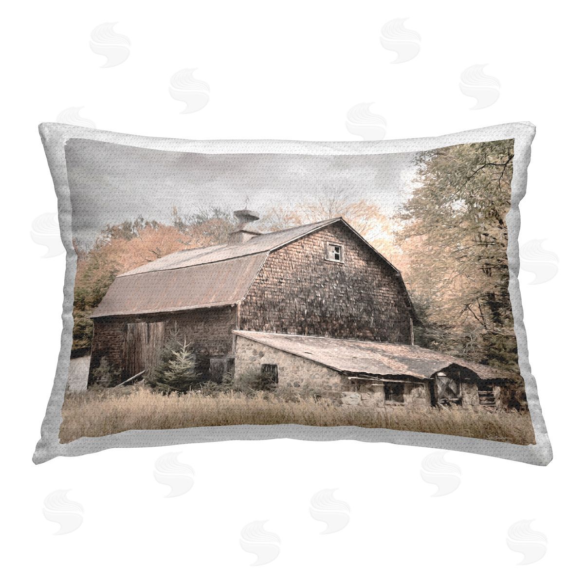 Lori Deiter Beige Rustic Barn Outdoor Quick-Dry Polyester Printed Throw Pillow