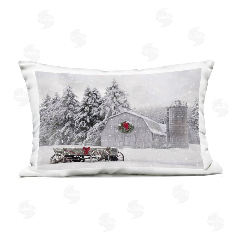 Lori Deiter Snow Covered Farmland Outdoor Quick-Dry Polyester Printed Throw Pillow
