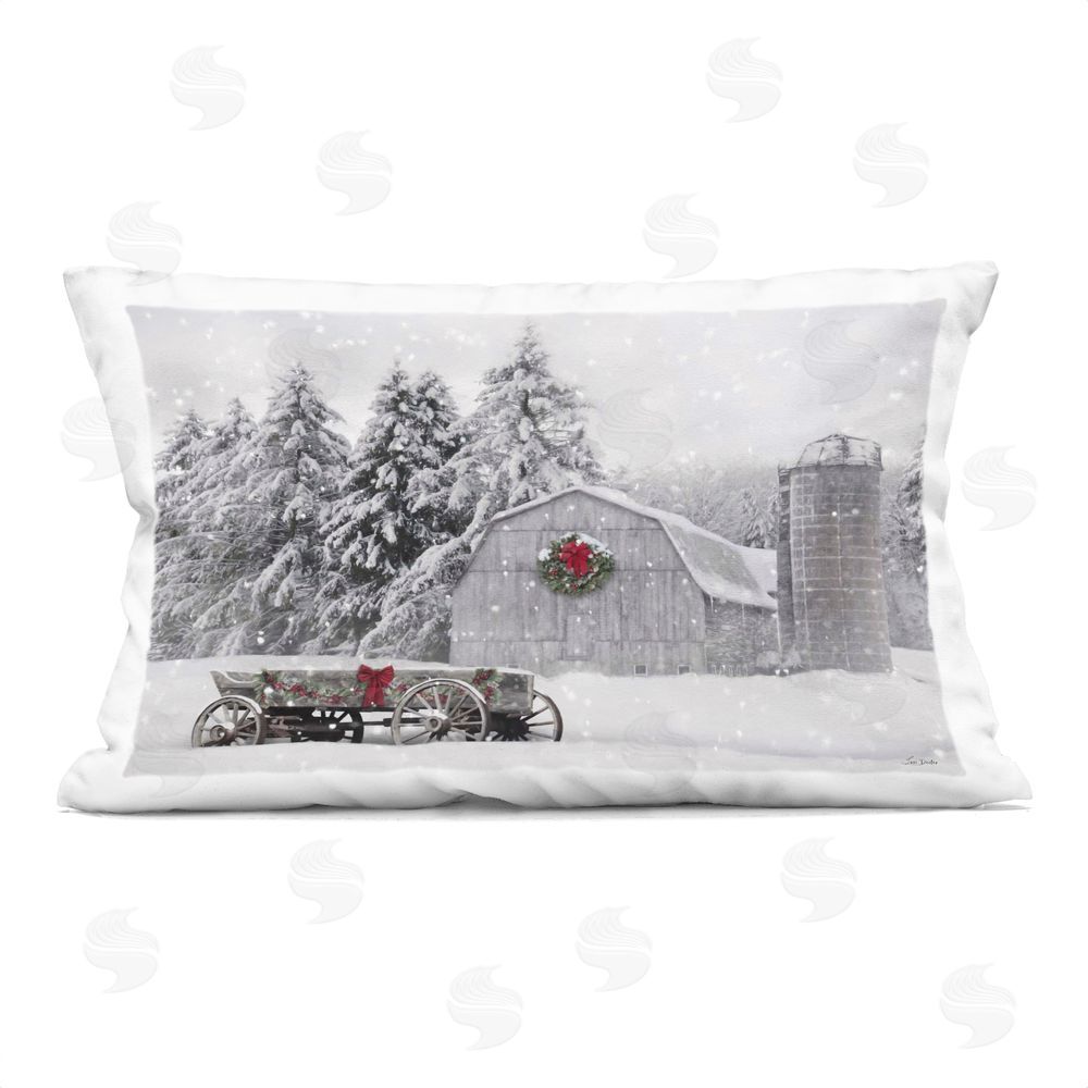 Lori Deiter Snow Covered Farmland Printed Plush Polyester Throw Pillow