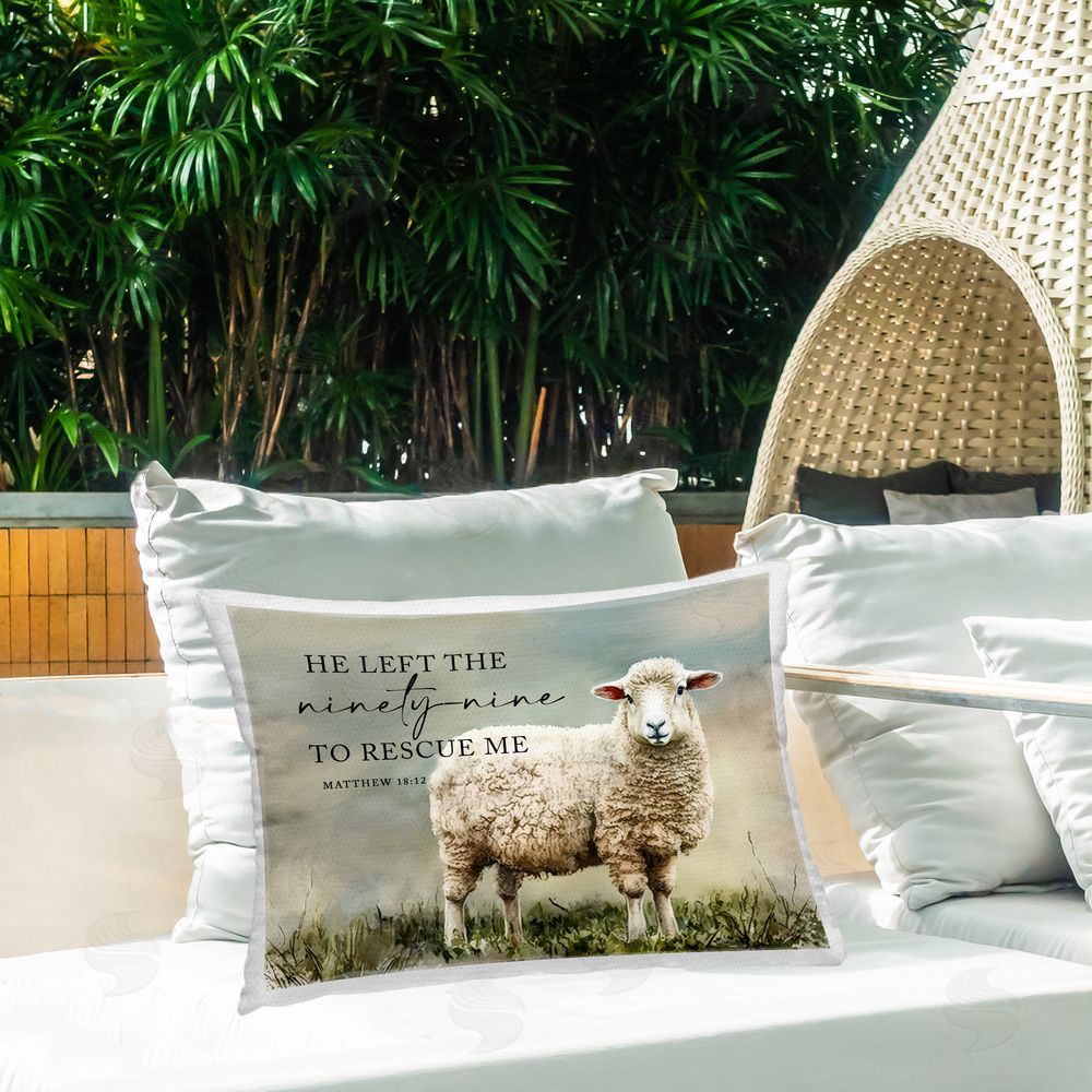 Molly Mattin Left The Ninety Nine Proverb Outdoor Quick-Dry Polyester Printed Throw Pillow in Back Yard