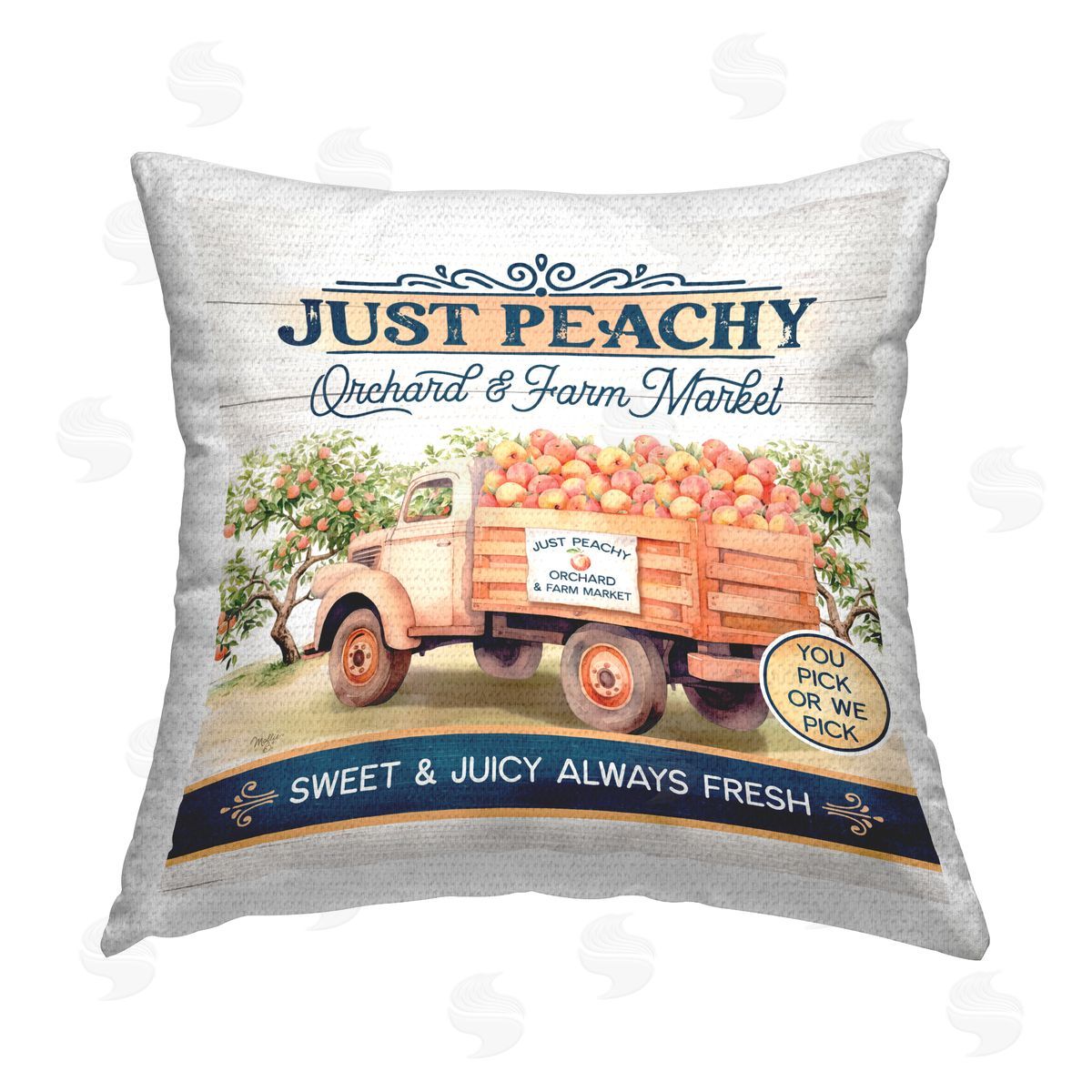 Mollie B. Just Peachy Orchard Outdoor Quick-Dry Polyester Printed Throw Pillow