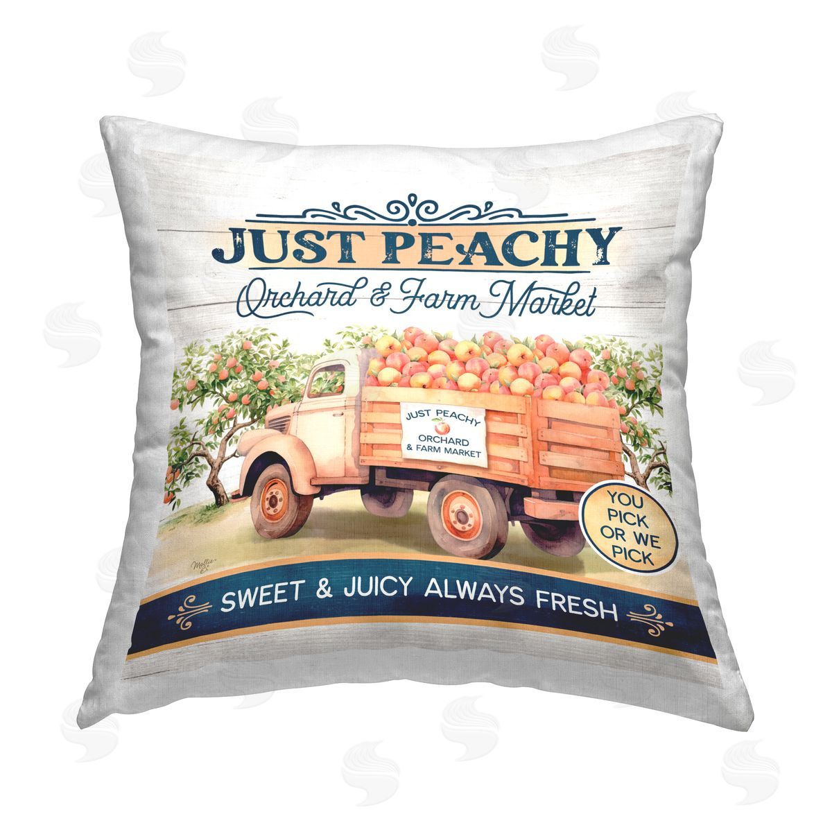 Mollie B. Just Peachy Orchard Printed Plush Polyester Throw Pillow