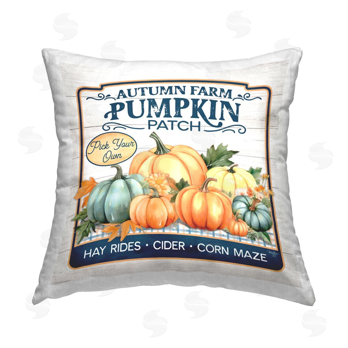 Martin Podt Autumn Farm Pumpkin Patch Printed Plush Polyester Throw Pillow